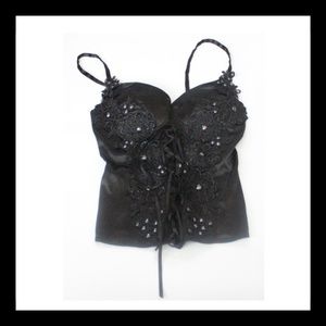 Body Central Black Embellished Bustier